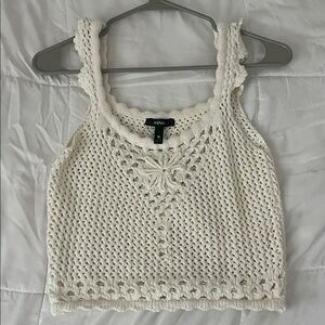 Aqua Women's White Crochet Crop Top
